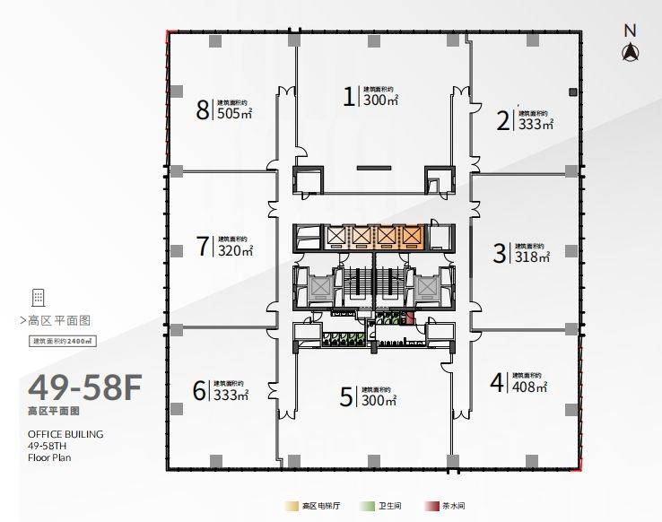 写字楼49-58f平面图-润城置地中心