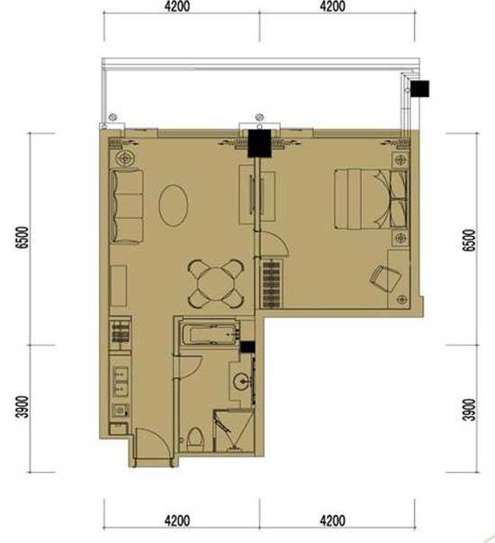 a户型 1室2厅1卫1厨 约117.00平米-绿城千岛湖度假公寓