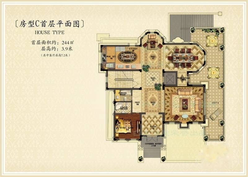 c户型 0室2厅2卫0厨 约152.00平米-千岛湖墅