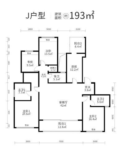 高层193方j-4室2厅3卫