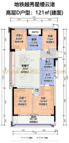 高层-d-121方-4室2厅2卫