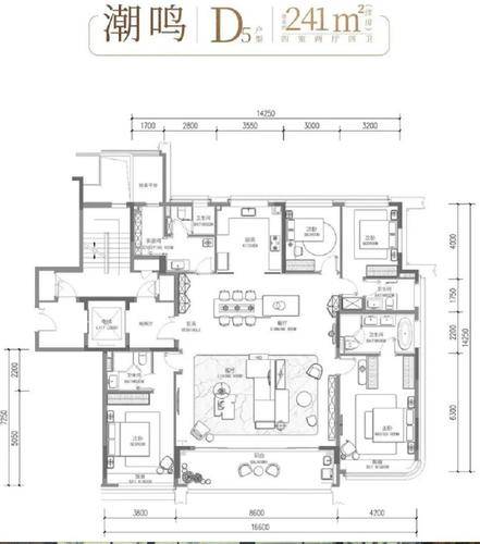 d5-241方-四室两厅四卫-滨江越秀建杭·潮语鸣翠轩